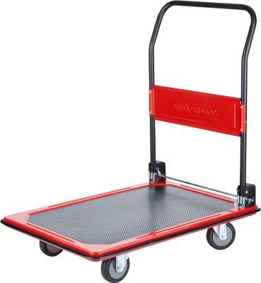 Schäfer Shop Select Plattformwagen 210B, faltbar, Stahl pulverbeschichtet, PUR-Räder, B 615 x T 880 x H 1000 mm, bis 370 kg, schwarz/rot