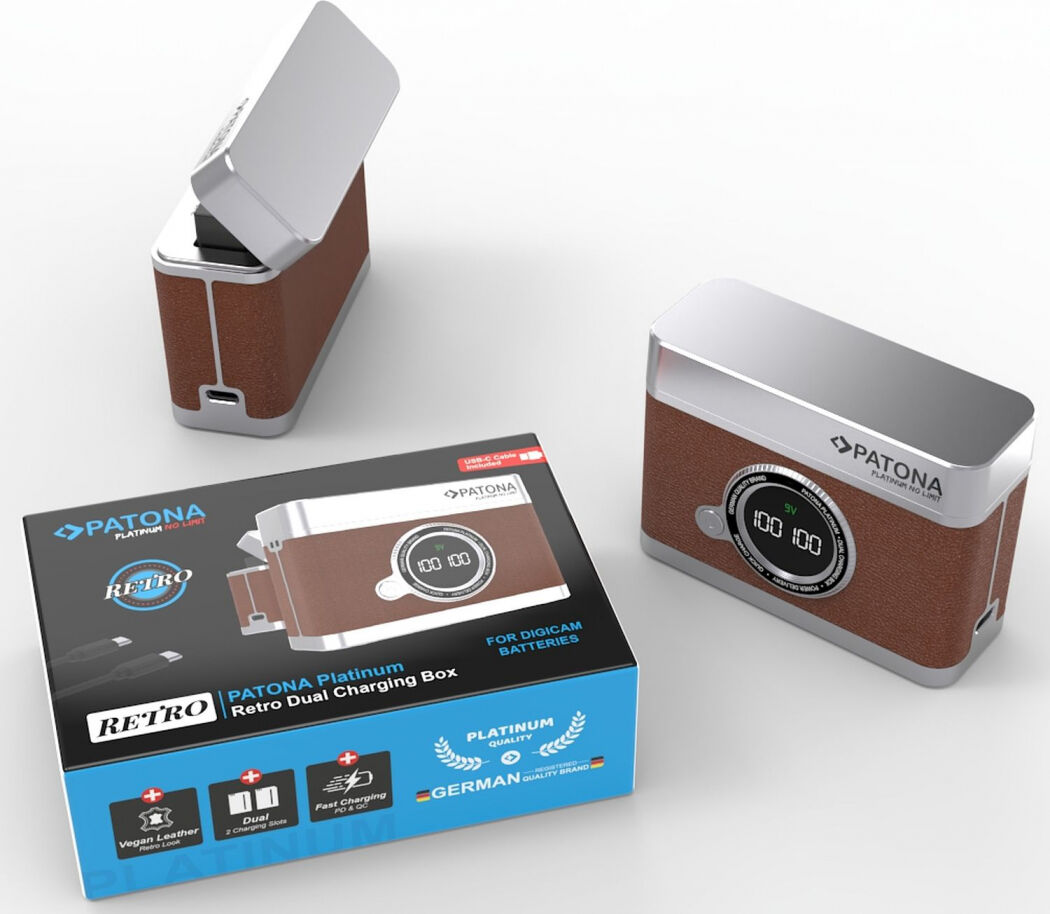 Patona Platinum Dual Ladebox USB-C für Panasonic DMW-BLK22