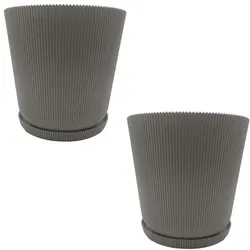Relaxdays Blumentopf mit Untersetzer 2er Set Silber