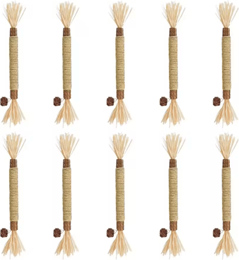 Inspire Picks MintChew Dental Bite Stick Cat Mint Teeth Cleaning Toy With Natural Rope & Silvervine 10pcs