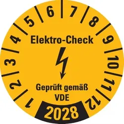 Dreifke® Prüfplakette Elektro-Check Geprüft..., 2028, gelb, Dokumentenfolie, Ø 30mm, 18 Stk.