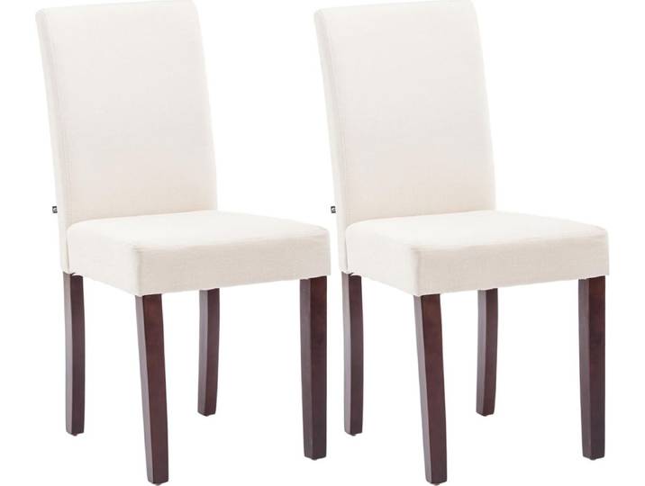 CLP 2er Set Esszimmerstuhl Ina Stoffbezug mit Holzgestell - Farbe: creme, Gestellfarbe: cappuccino