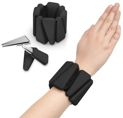 Inspired Living FlexFit Silicone Wrist Weights Adjustable Fitness Bands For Yoga, Walking & Strength Training 1pc black