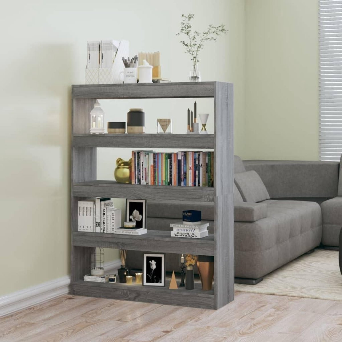 Boekenkast Grijs Sonoma - Elegant Opbergrek voor Woonruimte - B: 100 cm, H: 135 cm
