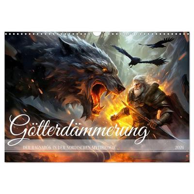 Götterdämmerung - Der Ragnarök in der nordischen Mythologie (Wandkalender 2026 DIN A3 quer), CALVENDO Monatskalender