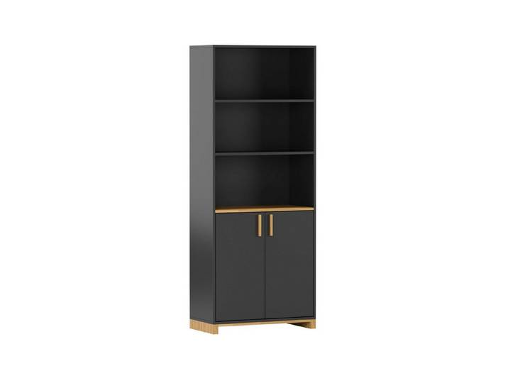 Deerhorn Regal Eichenholz Modern Workplace 200x80x40 cm, 2 Türen mit Soft-Close