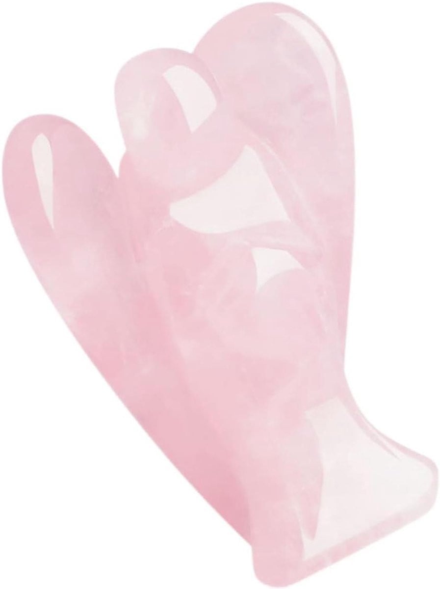 Rozenkwarts beschermengel sculptuur - Roze kristallen engel beeldje - Hoogte: 5 cm