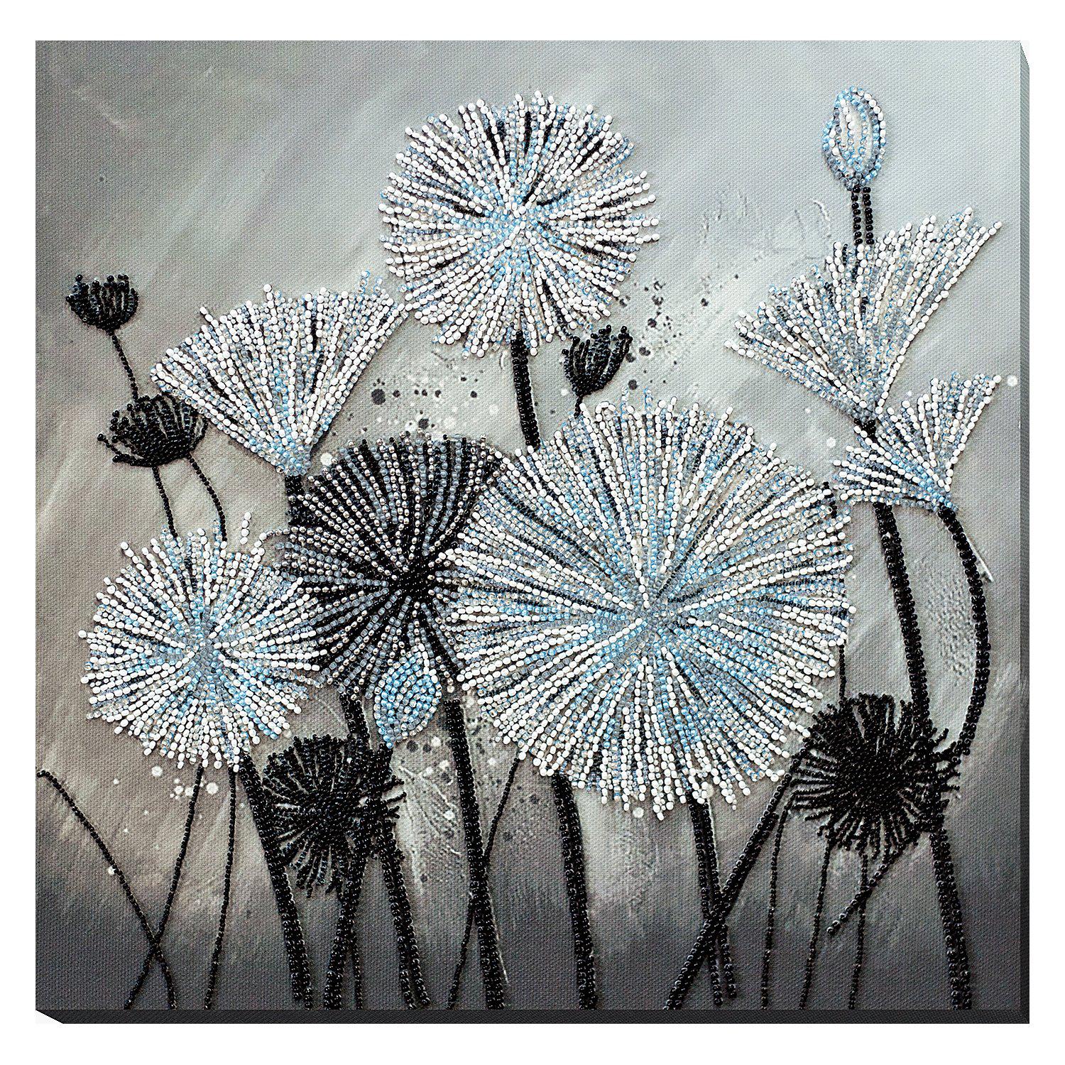 Perlen-Stickbild "Pusteblume abstrakt", 30 x 30 cm