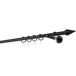 20mm,1-läufig,Rohr,Wandträger 12cm,Endstück point Farbe: Schwarz, Größe: 100cm