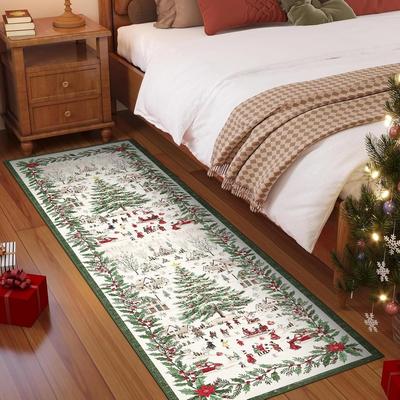 Garvee Snow Scene Christmas Festival Decorations Area Rug