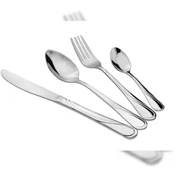 cofi1453® 30 teilig Besteckset Elegant-Design langlebig Messer Gabel Löffel Teelöffel Mirror Motiv 1