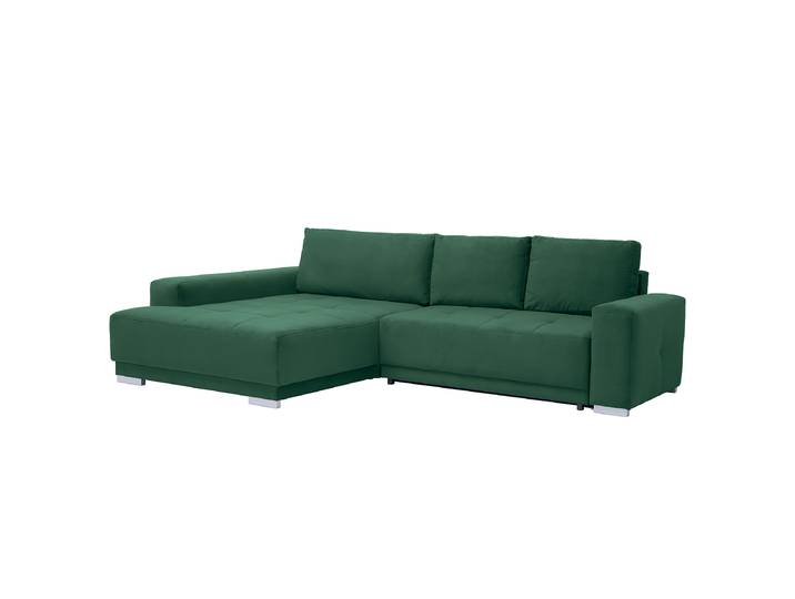 Ecksofa mit Schlaffunktion Grün Samt Zelia 195 x 93 x 293cm Schlaffunktion davorstehend rechts mit Schlaffunktion Modern
