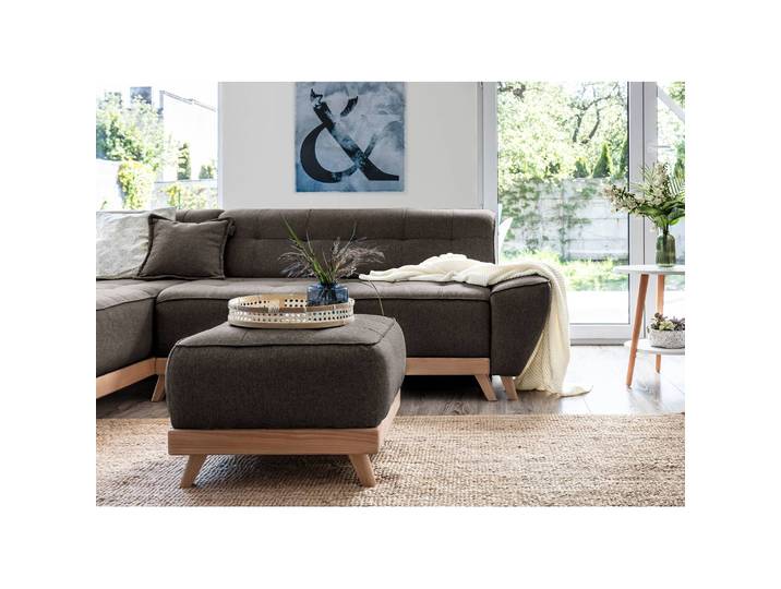 Polsterhocker Surribas 60 x 42 x 60cm Grau Webstoff Lark: Anthrazit