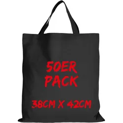 Texxilla Baumwolltasche Mehrpack Classic mit zwei kurzen Henkeln, Schwarz, schwarz