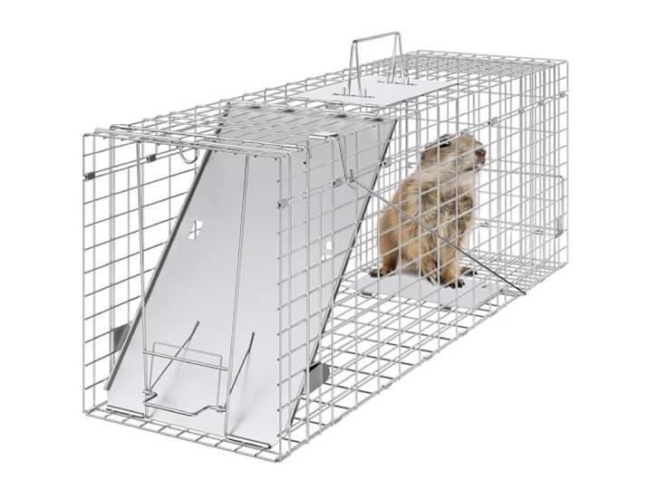 VEVOR Wasbeerval, kattenval, marterval, weerbestendig, robuust, met 2 ingangen, dierenval, 785 x 254 x 305 mm, levend konijnenval, kattenval, draadval voor marters, katten, wasbeer