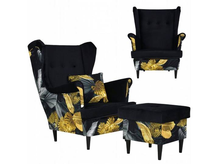 Family Meble Sessel Family Meble Ari Print Duo Ohrensessel mit Hocker 84x92x104 cm