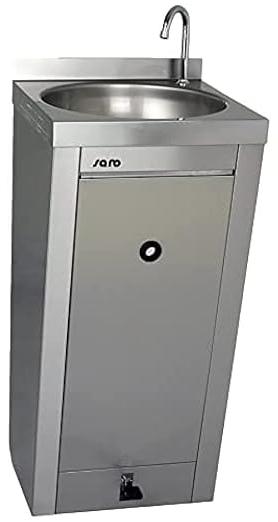 Handwasch- & Ausgussbecken - Edelstahl - Mit Fußpumpe - Runde Spüle ? 350 mm - ? Zoll Anschluss - 910 mm hoch - Modell TEXEL