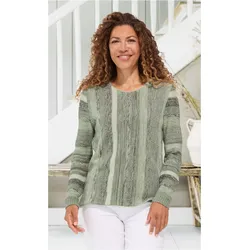 Baumwoll-Pullover in Streifen khaki in Größe 48/50 von DW-Shop, Khaki, 48/50