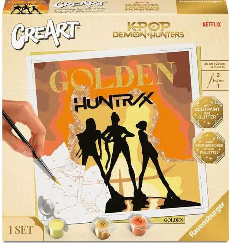 CreArt Peinture au numéro format carré 20x20 cm Golden de Huntr/x : Kpop Demon Hunters - Ravensburger