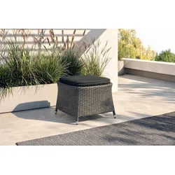 OUTFLEXX Rocking Hocker, grau/braun-meliert, Polyrattan, 56x54x41 cm, zu Dining Sessel, inkl. Polster