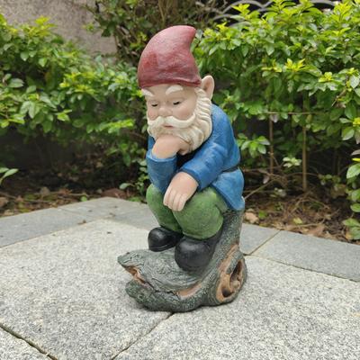 Hi-Line Gift Blue Muse: Pensive Polyresin Thinking Gnome Figurine