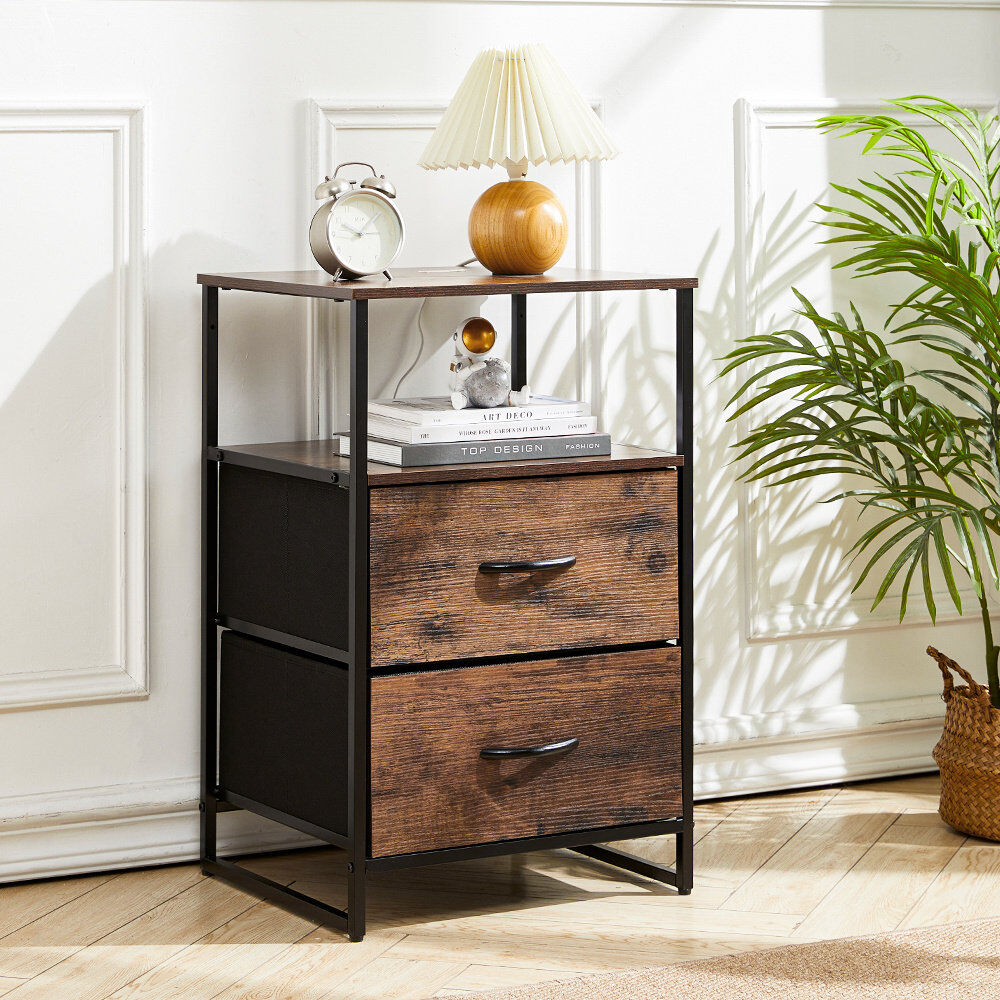 Borough Wharf Vonda 2 Drawer 45Cm W Bedside Table Brown 70cm H X 45cm W X 40cm D
