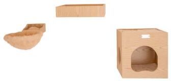 Real Wood Wall Series: Cat Tree With Condo, Perch And Soft Perch by Armarkat in Natural