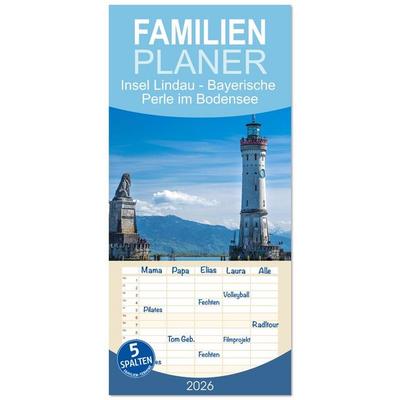 Familienplaner 2026 - Insel Lindau - Bayerische Perle im Bodensee mit 5 Spalten (Wandkalender, 21 x 45 cm) CALVENDO