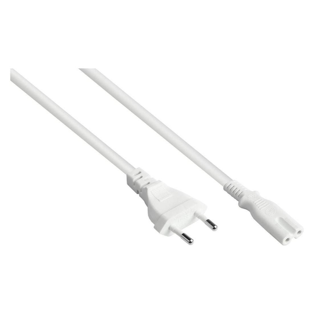 Varia Euro-Netzkabel Euro-Stecker Typ C an C7/Euro 8 Buchse, weiss, 0,75mm², 5m (5 m) (407307)
