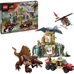 LEGO Jurassic World 76976 Spinosaurier & Quetzalcoatlus: Hubschrauber-Einsatz Bausatz, Mehrfarbig