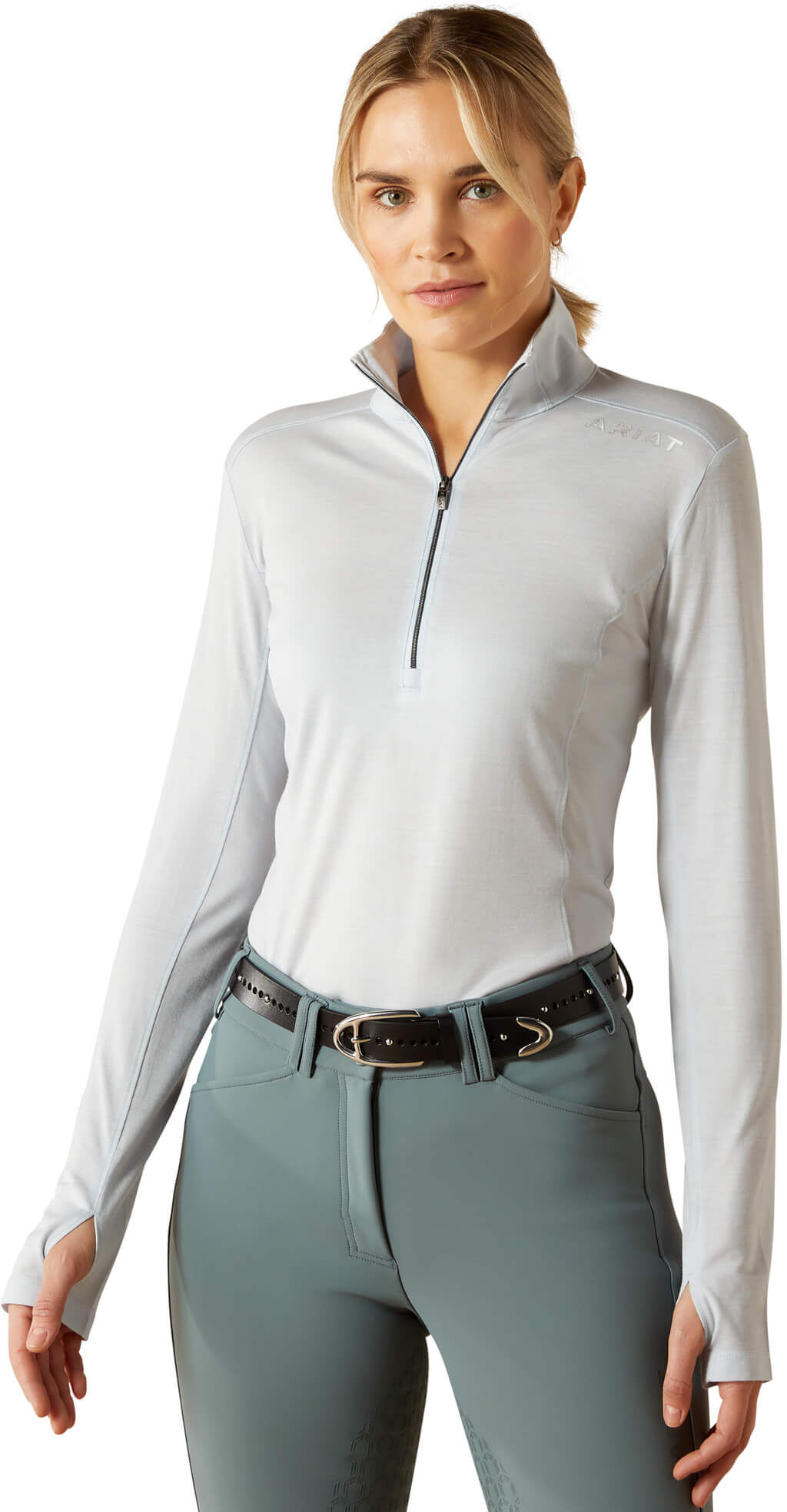 Women's Cheviot 1/4 Zip Baselayer in Skyway, Size: XS by Ariat
