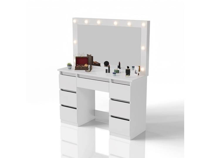 SCHMINKTISCH Lilia weiß mit LED-Beleuchtung