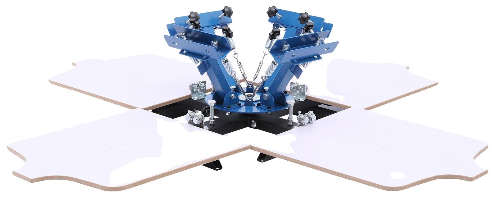 VEVOR Siebdruckmaschine 4 Farben 4 Stationen Siebdruckpresse, 540 x 450 mm, 360° drehbar, präzise Positionierung, pulverbeschichteter Kohlenstoffstahl, für T-Shirt DIY, Zuhause und Gewerbe