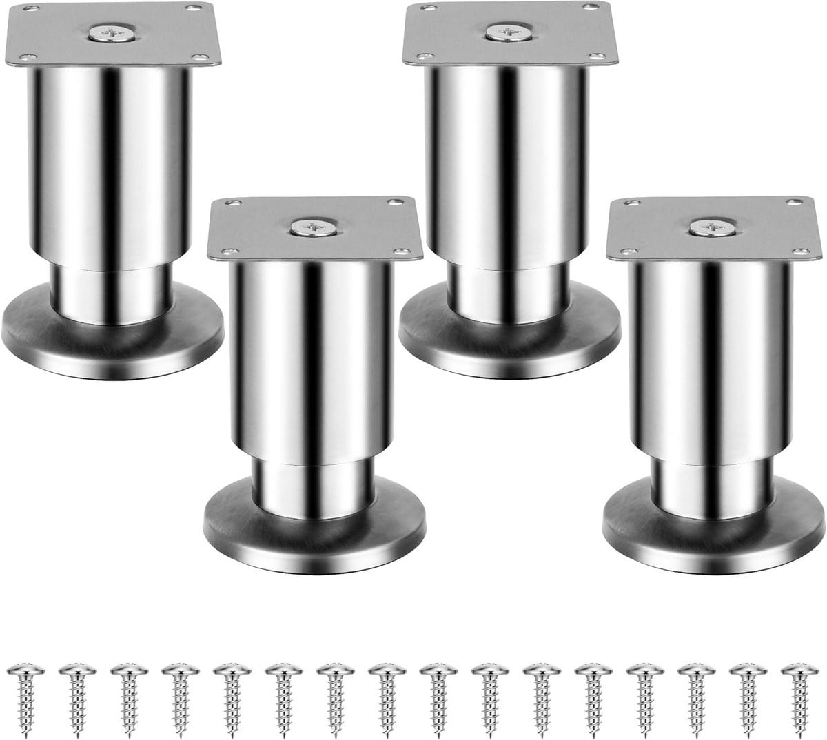 Set van 4 Verstelbare Meubelpoten RVS - 10 cm