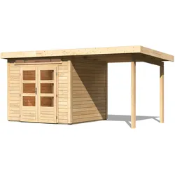 Karibu Gartenhaus Kandern 3 mit 235 cm Schleppdach naturbelassen 244 x 244 cm (Kandern 3) + B 235 cm Schleppdach