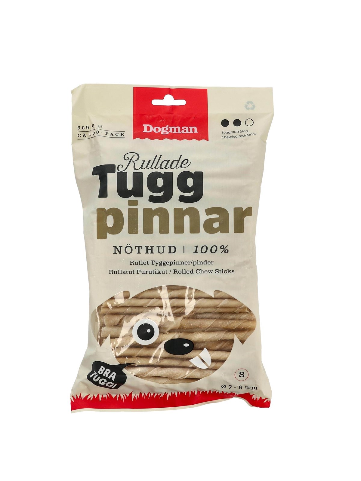 Dogman Chewing Sticks Rolled 100p Brown 12.5cm