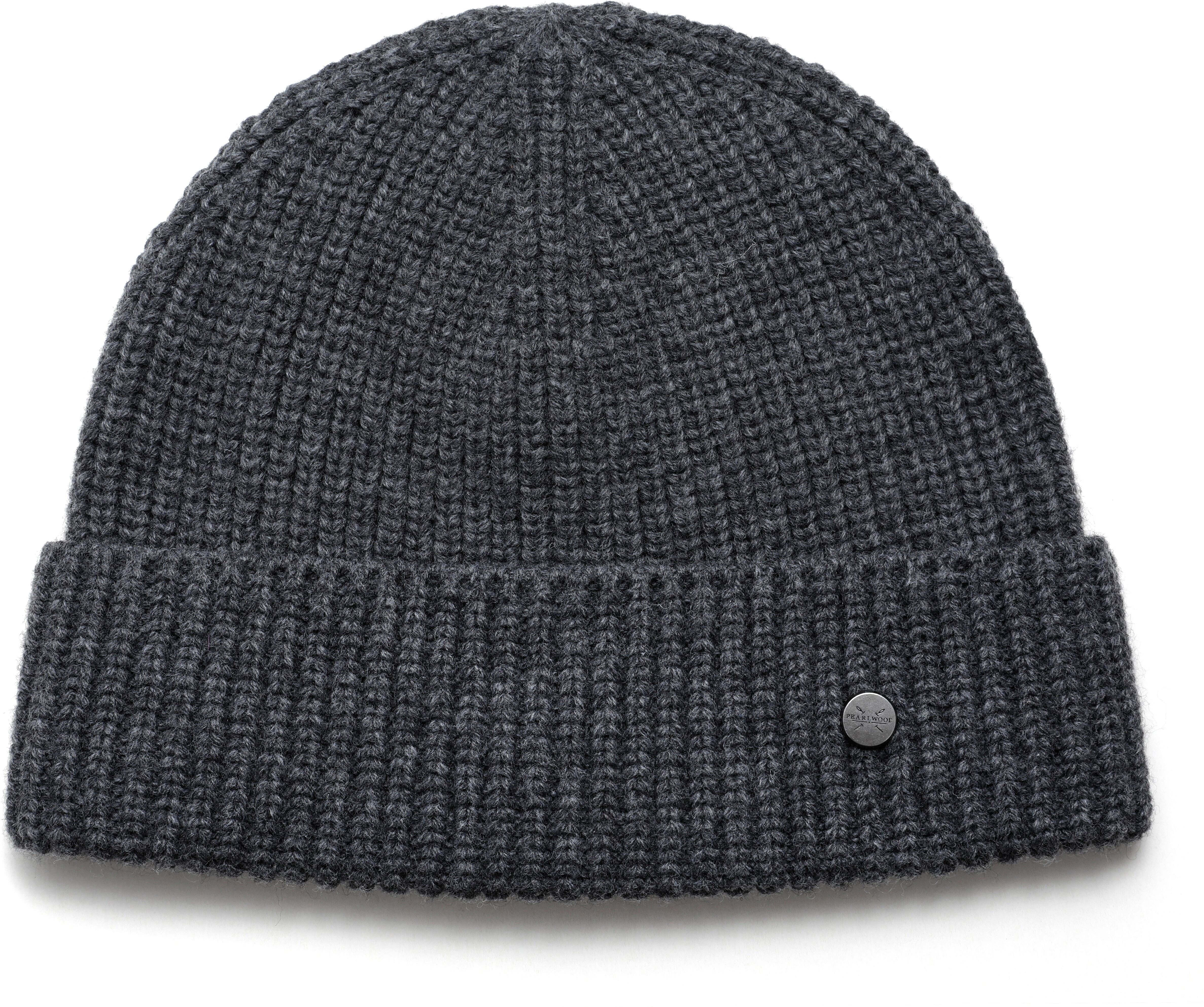 Strickmütze PEARLWOOD "KNUT", Herren, grau (carbon), Grobstrick, Materialmix, unifarben, Mützen Strickmütze, Grobstrick, kurze Passform, Temperaturregulierend