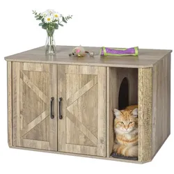 Relaxdays Katzenschrank für Katzenklo Braun