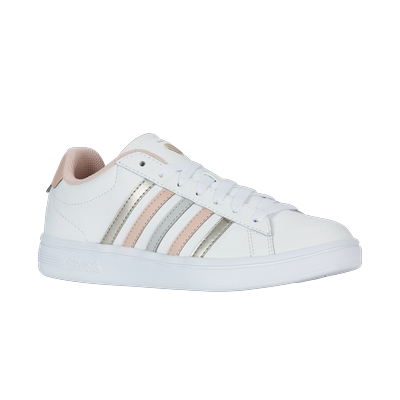 Sneaker K-SWISS "Court Tiebreak II", Damen, Gr. 42, Synthetik, weiß (weiß, cameo rose, weiß), Leder, Schuhe Sneaker