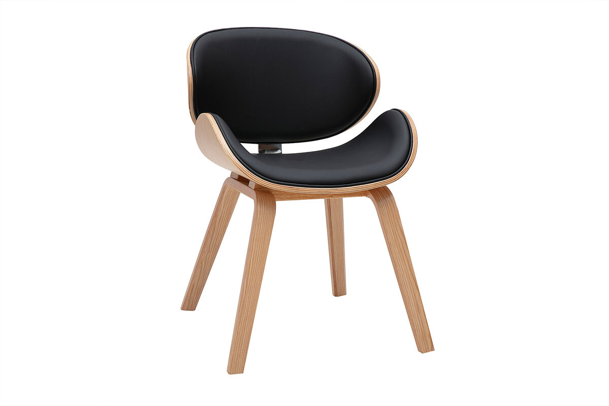 Miliboo Schwarz und helles Holz Designstuhl WALNUT