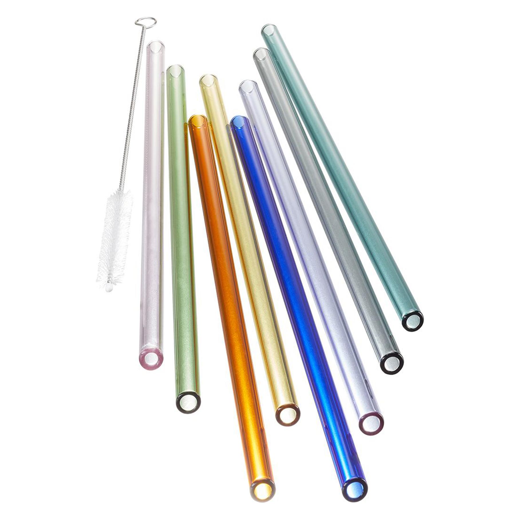 GEFU Glastrinkhalm FUTURE, 23 cm bunt 8 Stück mit Bürste (8x) (89439)