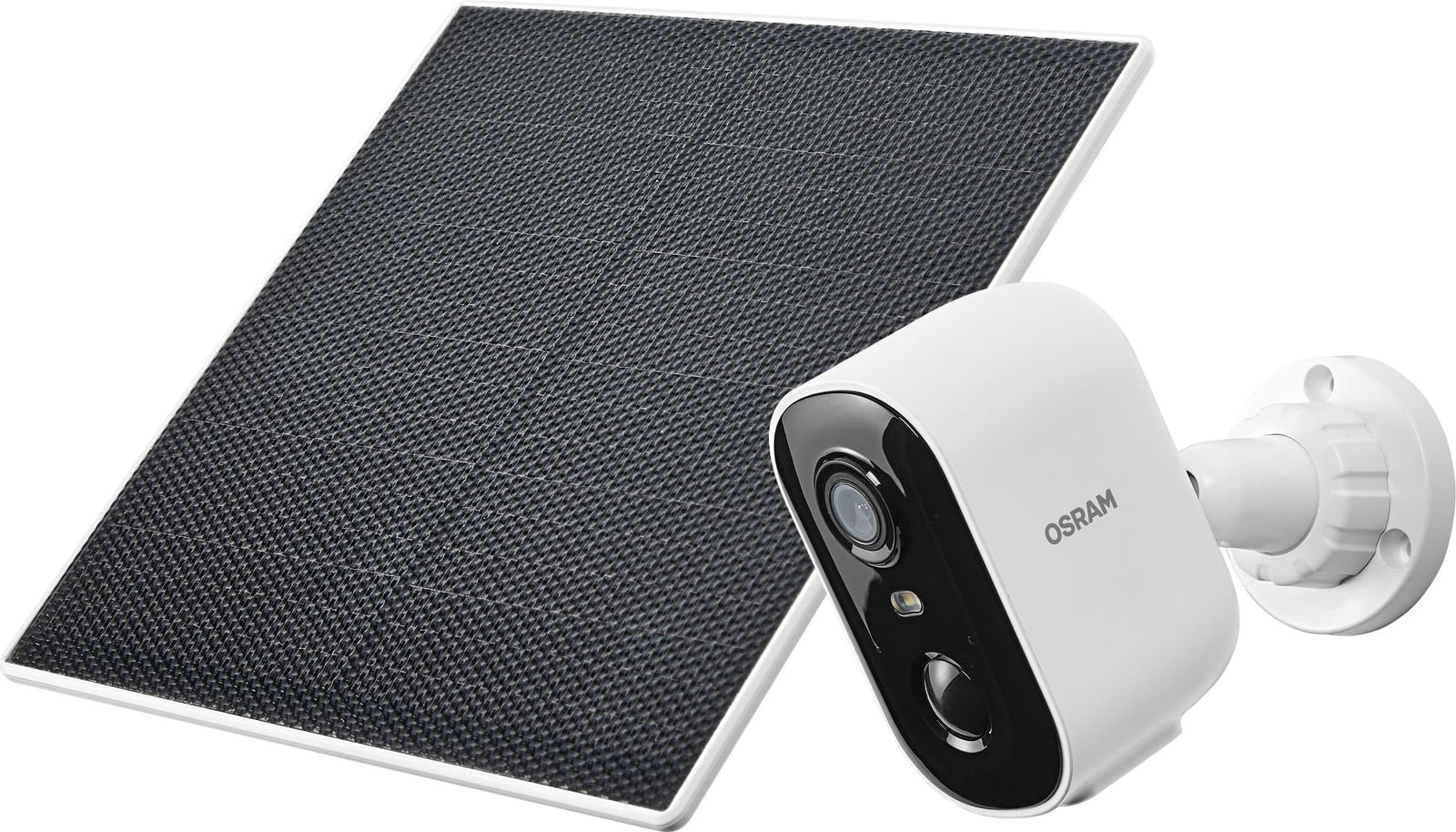 Osram SMART+ WiFi buitencamera met zonnepaneel, 4MP 2K, IP66, 5200mAh batterij, PIR-sensor, wit