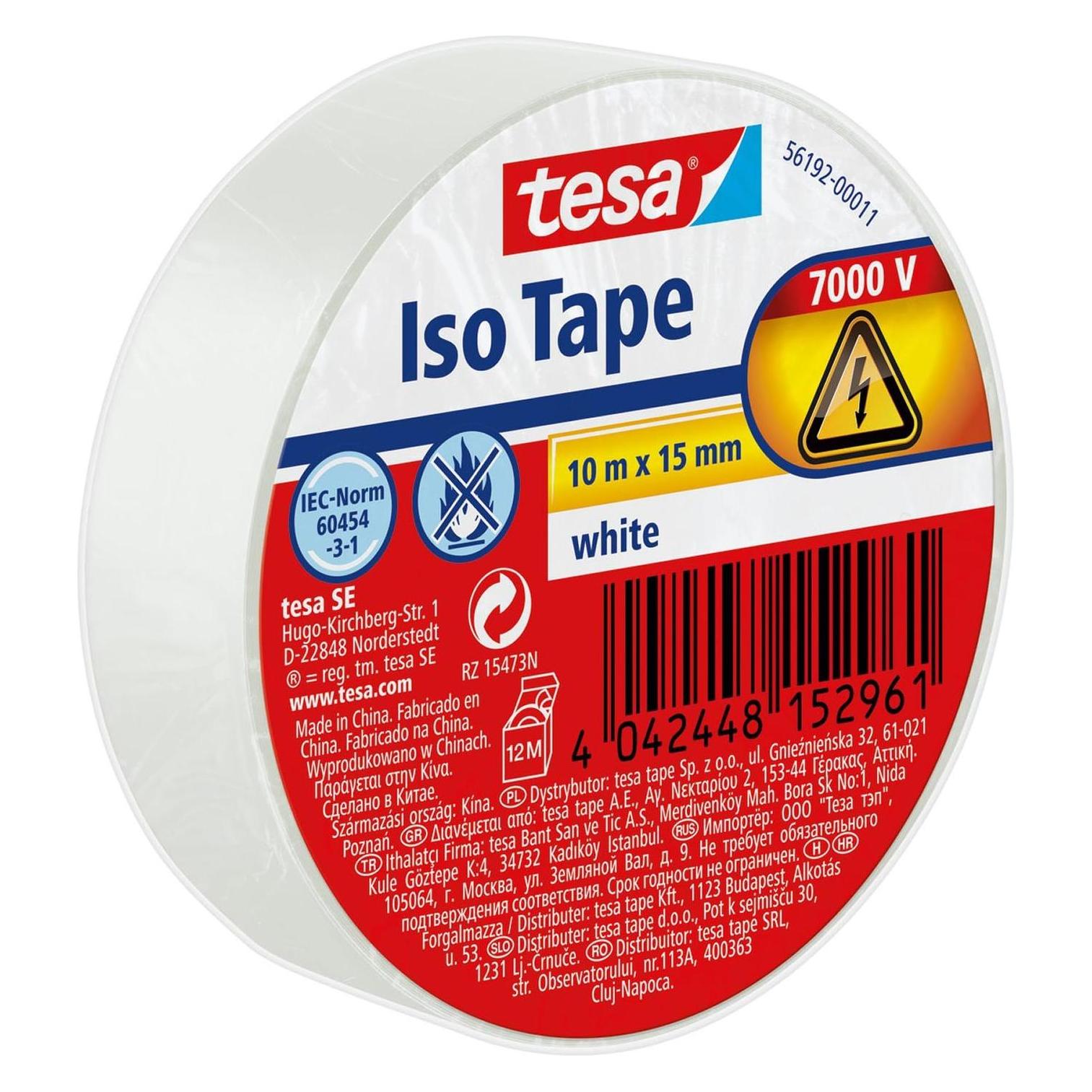 tesa Elektro Isolierband, hitzebeständiges Klebeband zum Isolieren, Reparieren & Bündeln (15 mm) (56192-00011-22)