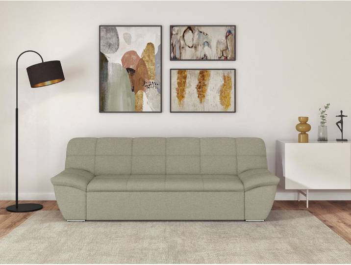 3-Sitzer DOMO COLLECTION SPLASH Breite 232 cm, moderne Sitz- und Rückensteppung, komfortabel , braun (schlamm), B:232cm H:76cm T:96cm, 100% Polyester, Sofas, 3-Sitzer, flache Armlehnen zum Entspannen
