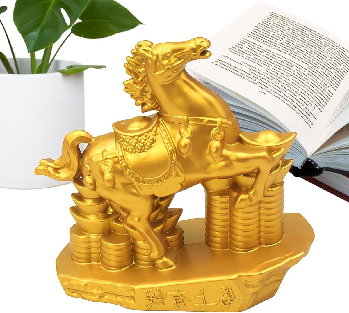 Paardenbeeldje Metaal Gouden Dierenfiguur voor Bureau Decoratie - Goud