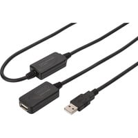 Aktives USB 2.0 Verlängerungskabel, 20 Meter schwarz, Repeater Kabel