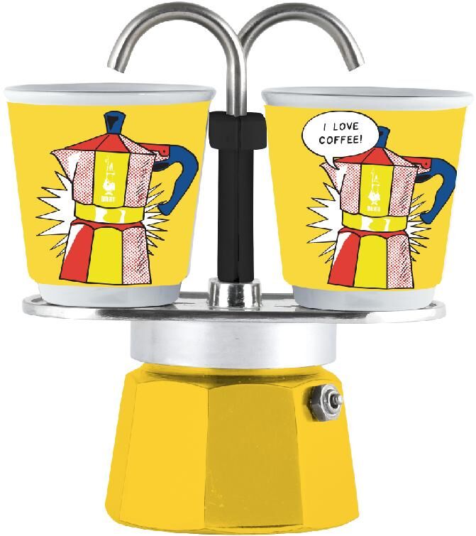 Espressokocher BIALETTI "Mini Express Lichtenstein 2 Tassen, Gelb", gelb, H:16,5cm, Kaffeemaschinen, Espressokocher gelb 2