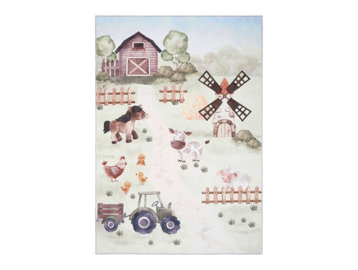 Kinderteppich Bauernhof in Grau ca. 120x170cm
