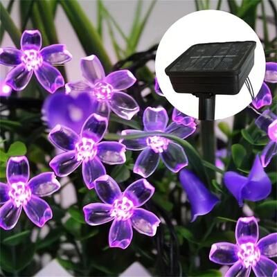 Inspired Finds Purple Solar Flower Fairy String Lights Outdoor Decorative Garden Lighting purple 21.33ft 30 Led