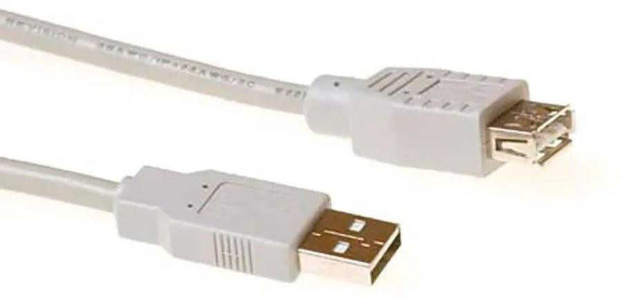 ACT SB2203 USB A naar USB A kabel, USB 2.0, 3 meter, ivoorwit